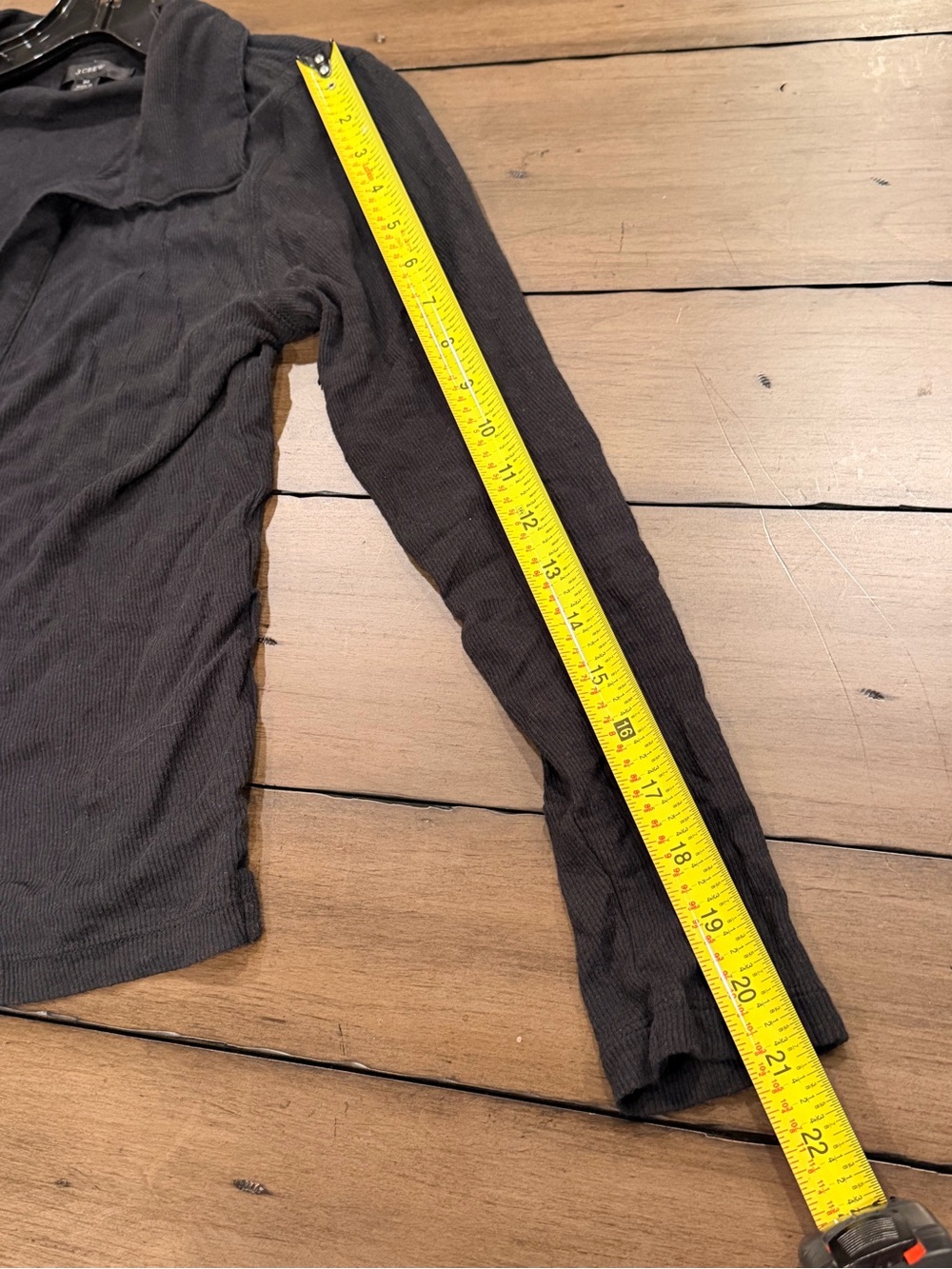J. Crew Women's Soft Long-Sleeve Ribbed Black Polo T Shirt V-Neck Top #447 - Picture 4 of 10
